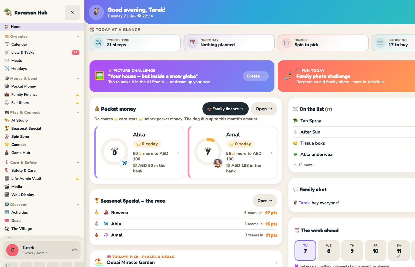 Family Hub — the family dashboard